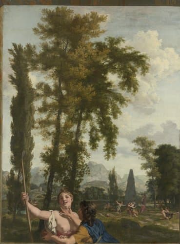 Italiaans landschap met herderspaar by Gerard de Lairesse