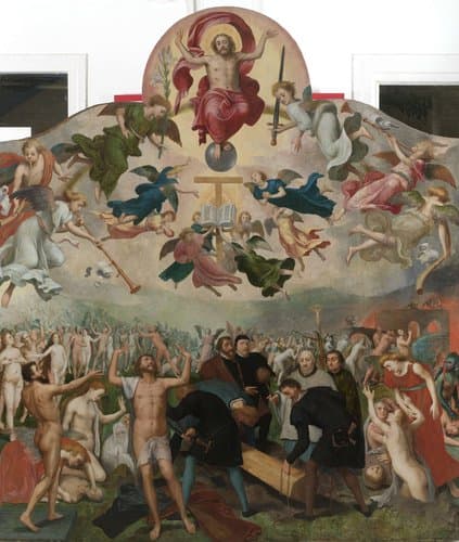Het laatste oordeel en het begraven der doden, het zevende werk van de Barmhartigheden