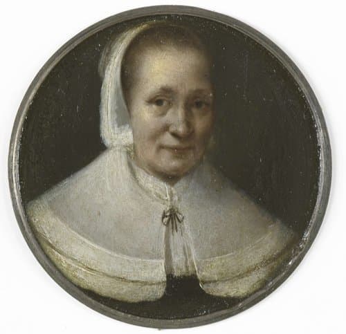 Portret van een vijftigjarige vrouw by Gerrit Lundens