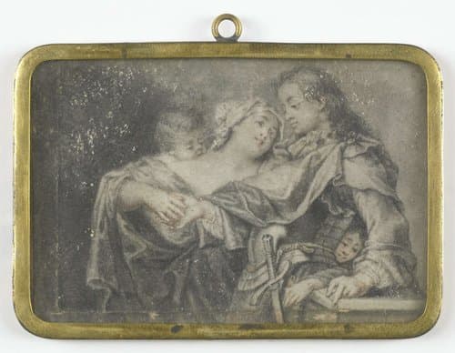 Een jonge vrouw die een krijgsman afleidt terwijl een van haar kinderen hem berooft by Carl Gustav Klingstedt