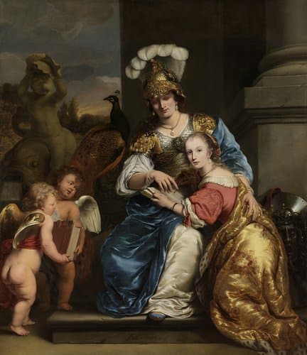 Margarita Trip as Minerva, Instructing her Sister Anna Maria Trip by Ferdinand Bol
