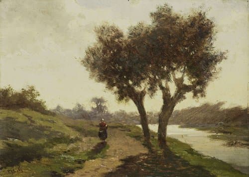 Landschap met twee bomen