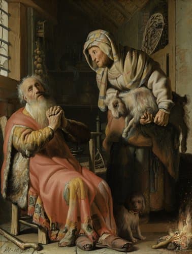 Tobit beschuldigt Anna van het stelen van een bokje by Rembrandt van Rijn