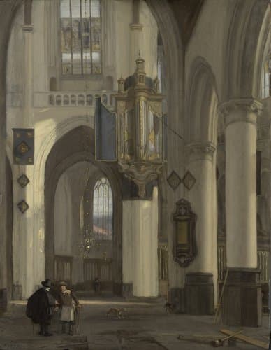 Interior of a Protestant Gothic Church with Motifs from the Oude and Nieuwe Kerk in Amsterdam