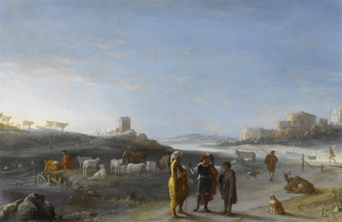 An Italianate Landscape with an Unidentified Subject from the Old Testament by Cornelis van Poelenburch