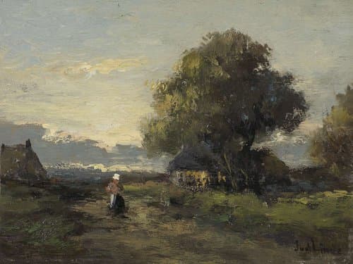 Landscape with Farmhouses by Jan van der Linde