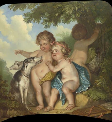 Drie kinderen met twee honden by Jurriaan Andriessen