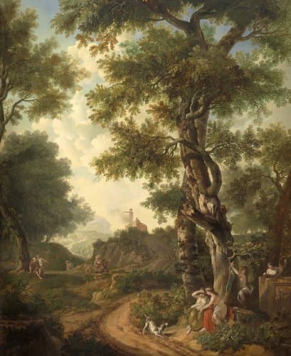 Arcadisch landschap met reizigers by Jurriaan Andriessen