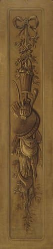 Schildering in grisaille met een aan een strik opgehangen trofee by Jurriaan Andriessen