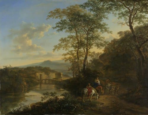 Italian Landscape with a River and an Arch Bridge by Jan Both