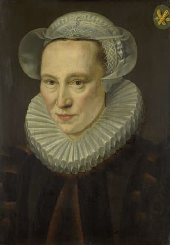 Portrait of Grietje Pietersdr Codde (1538-1607) by Adriaen Thomasz. Key