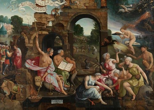Saul bij de heks van Endor by Jacob Cornelisz van Oostsanen