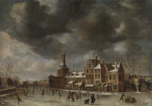 De Blauwpoort te Leiden in de winter