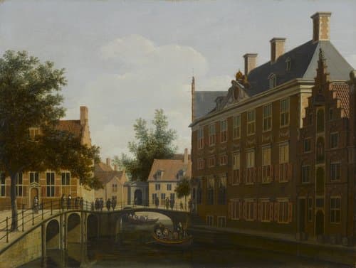 Het Oude Zijds Herenlogement te Amsterdam by Gerrit Berckheyde