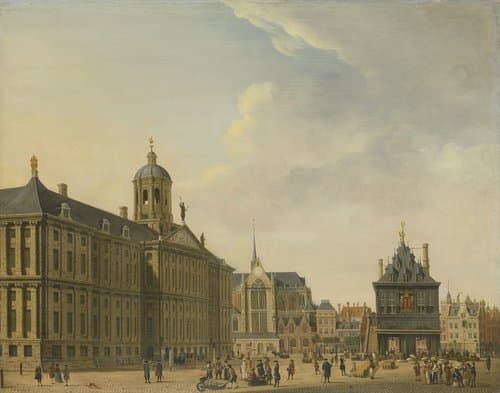 Gezicht op de Dam te Amsterdam by Jan Ekels