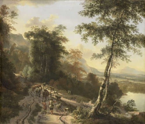 Landschap met veedrijvers by Jan Hackaert