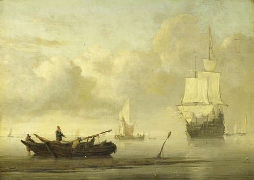 Ships near the Coast during a Calm by Willem van de Velde (II)