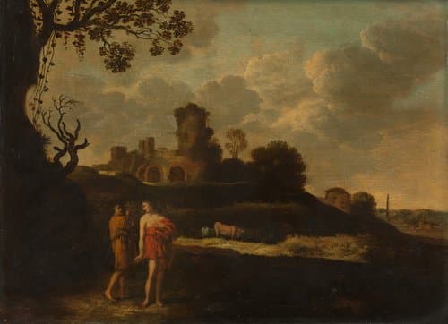 Arcadian Landscape with Herdsmen and Cattle by Dirck Dalens (I)