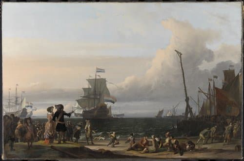 Dutch Ships in the Roads of Texel; in the middle the 'Gouden Leeuw',  the Flagship of Cornelis Tromp