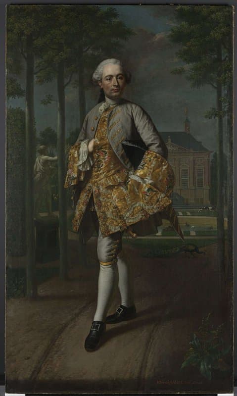 Gerard Cornelis van Riebeeck (1722-1759), Secretary of Delft, presumably standing in front of his Country House Essensteyn at Voorburg