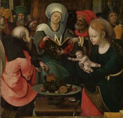 De heilige maagschap by Master of the Lille Adoration