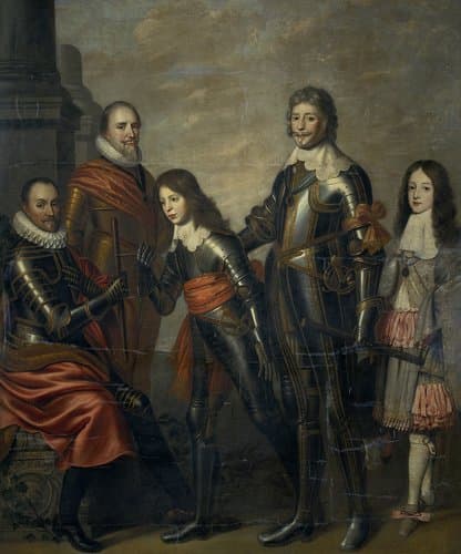 Vier generaties van de prinsen van Oranje: Willem I, Maurits en Frederik Hendrik, Willem II en Willem III by Pieter Nason
