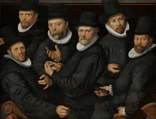 Zes waardijns van de lakenen by Pieter Pietersz. (I)