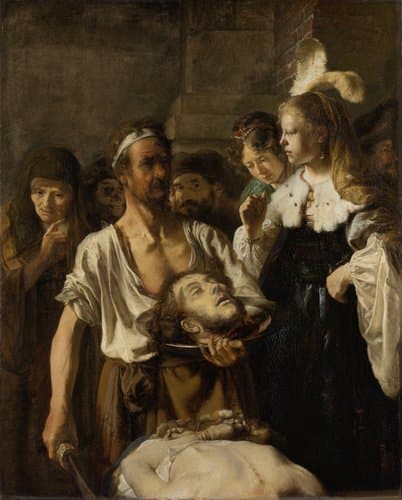 Salome ontvangt het hoofd van Johannes de Doper by Rembrandt van Rijn
