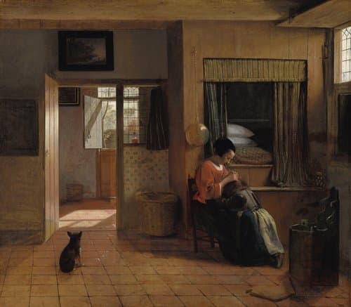 Interior with a Mother Delousing her Child's Hair, known as 'A Mother's Duty' by Pieter de Hooch