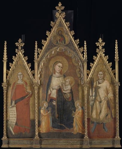 Triptych with the Virgin and Child, and Saints Mary Magdalene and Ansanus by Andrea di Cione named Orcagna
