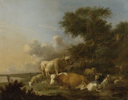 Landschap met vee by Albert Jansz Klomp