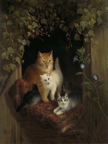 Cat with Kittens by Henriëtte Ronner