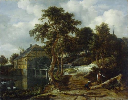 Landschap met watermolen by Jacob Isaacksz van Ruisdael