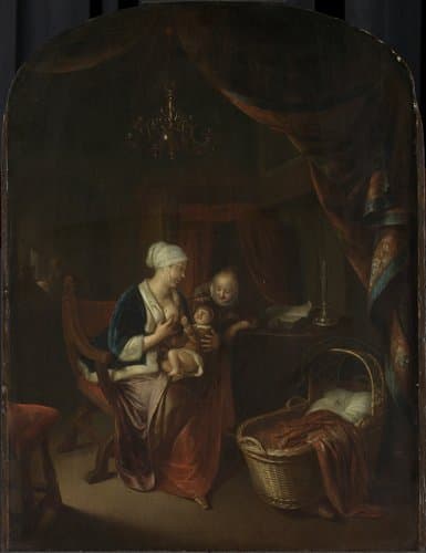 Een moeder die haar kind de borst geeft by Domenicus van Tol