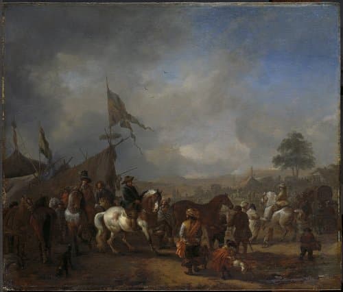 Een legerkamp by Philips Wouwerman