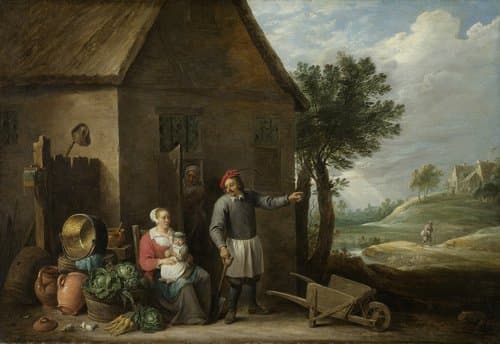 Een landman met een vrouw en kind by David Teniers (II)