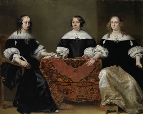 Portret van drie regentessen van het leprozenhuis in Amsterdam by Ferdinand Bol; anonymous
