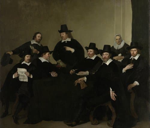 Portret van de regenten van het Nieuwezijds Huiszittenhuis te Amsterdam, ca. 1650 by Jacob Adriaensz Backer