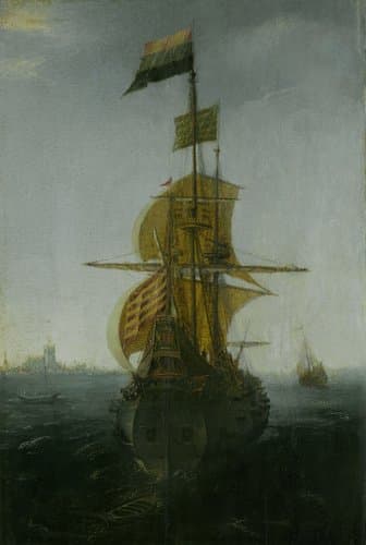 Een Amsterdamse Oost-Indiëvaarder by Abraham de Verwer
