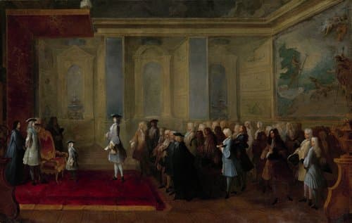 Ontvangst van Cornelis Hop (1685-1762) als gezant der Staten Generaal aan het hof van Lodewijk XV, 24 juli 1719 by Louis-Michel Dumesnil