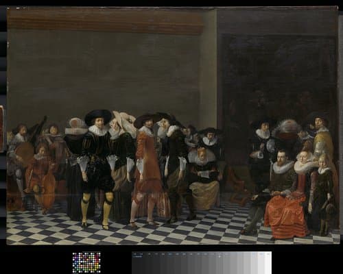Bruiloftsfeest, vanouds bekend als 'De bruiloft van Adriaen Ploos van Amstel en Agnes van Bijler', 1616 by Willem Cornelisz Duyster