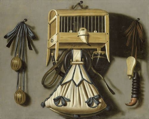 Stilleven met jachtgerei by Johannes Leemans