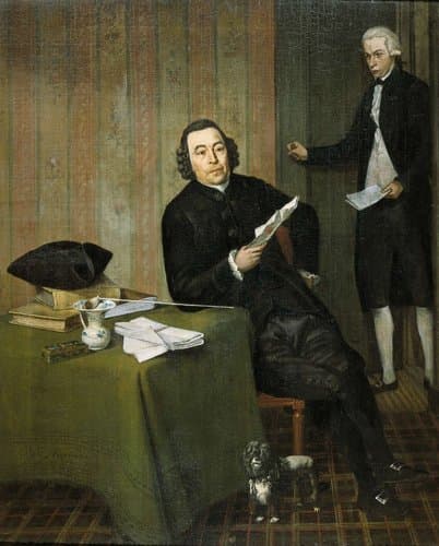 Wernerus Köhne (1725/26-88). Notaris te Haarlem, met zijn knecht Jan Bosch by Wybrand Hendriks
