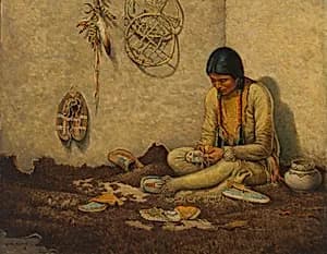 A Moccasin Maker by Carl Moon