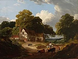 Barnyard Scene by Robert Ladbrooke, English