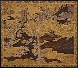 Blossoming cherry trees by Kano Sanraku 狩野山楽 (1559-1635)