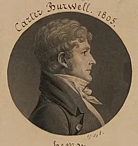 Carter Burwell by Charles Balthazar Julien Févret de Saint-Mémin, 12 Mar 1770 - 23 Jun 1852