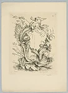 Cartouche with Sea Motifs, Plate B by Alexis Peyrotte, French, 1699–1769