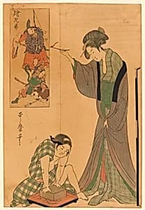 Catching a mouse by Kitagawa Utamaro, Japanese, 1754 – 1806