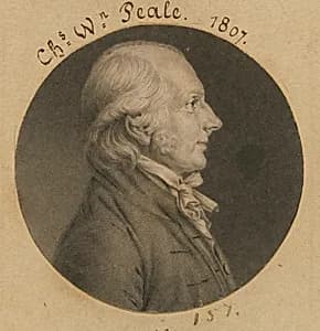Charles Willson Peale by Charles Balthazar Julien Févret de Saint-Mémin, 12 Mar 1770 - 23 Jun 1852